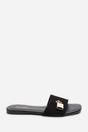 Black Solana Gold Trim Flat Slide On Sandal, Image 3 of 6