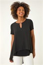 Black Ring Front Chiffon Overlay Top, Image 4 of 5