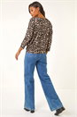 Beige Printed V-Neck Tunic Top, Image 3 of 5