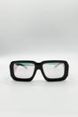 Dark Grey Oversized Square Frame Sunglasses In Mud Grey with Pink Mirror Lenses, Image 1 of 3