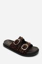 Dark Brown Ceylon Diamante Stud Double Buckle Slide On Sandal, Image 3 of 6