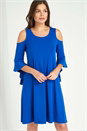 Royal Blue Flute Sleeve Dress, Image 1 of 5