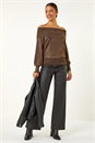 Bronze Bardot Sparkly Knit Jumper, Image 2 of 5