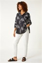 Black Embroidered Floral Cotton Shirt, Image 3 of 7