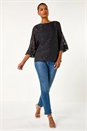 Black Zig Zag Burnout Overlay Tunic Top, Image 4 of 5