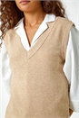 Natural  Sleeveless Knitted Vest, Image 6 of 6