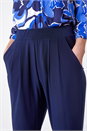 Navy  Jersey Stretch Elastic Waist Harem Trousers, Image 5 of 6