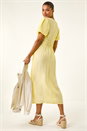 Yellow Balloon Sleeve Midi Dress, Image 4 of 6