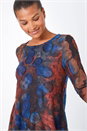 Red Cotton Blend Spot Print Stretch Top, Image 3 of 5