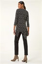 Black Floral Print Asymmetric Tunic Top, Image 3 of 5