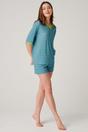 Blue Fluorescent "Blooming Fabulous" Bamboo Lace Short Pyjama Set, Image 2 of 6