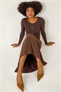 Dark Brown Shimmer Knit Midi Skirt, Image 2 of 5