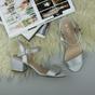 Silver AJVANI Silver Mid Block Heel Buckle Strappy Sandals, Image 4 of 6