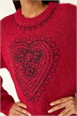 Wine Heart Embroidered Knit Jumper, Image 5 of 5