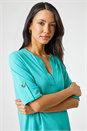 Jade Textured Notch Neck Tunic Top, Image 4 of 4