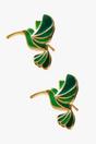 Gold Sterling Silver Green Hummingbird Studs, Image 2 of 2