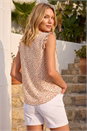 Ivory  Floral Print Ruffle Front Vest Top, Image 3 of 4