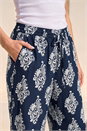Navy  Mono Print Wide Leg Trouser, Image 4 of 4