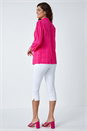 Cerise Embroidered Crinkle Cotton V-Neck Blouse, Image 3 of 5