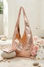 Rose Gold Rose Gold Metallic Slouch Shoulder Bag & Mini Pouch – Lucie, Image 2 of 2