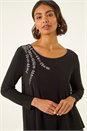 Black Embellished Double Layer Tunic Top, Image 1 of 5