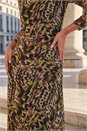 Green Petite Printed Mesh Ruched Midi Dress, Image 4 of 4