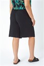 Black Curve Plain Elastic Waist Crinkle Pocket Shorts, Image 3 of 5