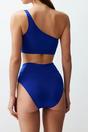 Royal Blue One Shoulder High Waist Bikini Set with Asymmetric Detail, Image 3 of 3