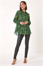 Emerald Paisley Print Pleated Blouse, Image 2 of 5