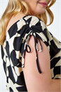 Black Curve Geometric Print Ruched Stretch Midi Dress, Image 5 of 5