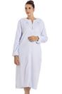 Light Blue Camille Lingerie Light Blue Supersoft Fleece Zip Up Housecoat, Image 1 of 5