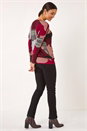Maroon Abstract Print Banded Hem Top, Image 3 of 5