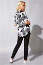 Grey Rose Print Zip Front T-Shirt, Image 3 of 4