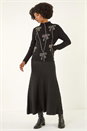 Black Diamante Bow High Neck Knit Jumper, Image 3 of 6