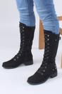 Black Lace Up Calf Military Calf Boots, Image 5 of 6