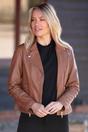 Tan Ashwood Leather Tan 'Vento' Real Leather Biker Jacket, Image 1 of 5
