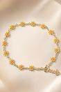 Yellow The Colourful Aura Yellow Multicolour Flower Charms Summer Indie Boho Daisy Floral Adjustable Anklet, Image 1 of 2
