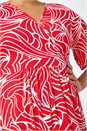 Red Curve Linear Print Midi Wrap Dress, Image 5 of 5