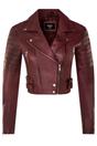 Burgundy Cropped Brando Leather Biker Jacket, Image 2 of 7