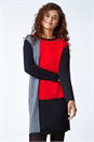 Red Colour Block Knitted Jumper Dress, Image 1 of 5