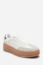 White 'Yulia' Low Wedge Lace up trainer, Image 3 of 8