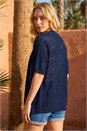 Navy  Stitch Detail Knit Cardigan, Image 3 of 4