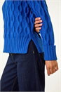 Royal Blue V-Neck Cable Knit Jumper, Image 5 of 5