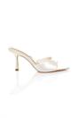 Off White AJVANI Off White High Heel Pointed Peep Toe Sandals Mules, Image 2 of 4