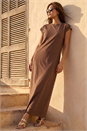 Chocolate Button Detail Midi Dress , Image 2 of 4