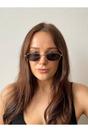 Gold Slim Metal Frame Rectangle Sunglasses, Image 1 of 5