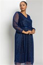 Royal Blue Curve Plisse Chiffon Wrap Midi Dress, Image 1 of 4