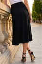 Black Ribbed Knit Flared Midi Skirt, Image 3 of 4