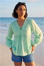 Mint Dusk Cotton Lace Pintuck Top, Image 1 of 4