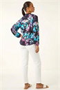 Navy  Petite Floral Button Up Blouse, Image 3 of 5